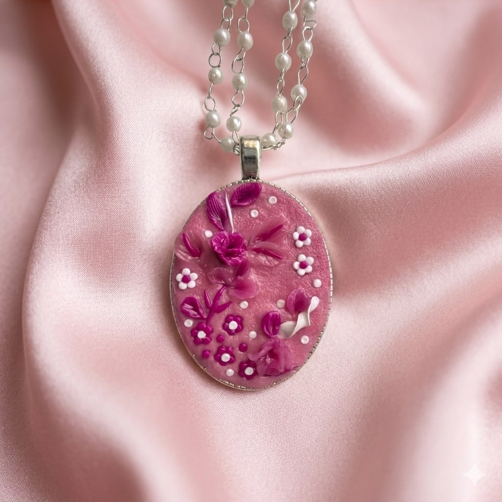 Pink floral necklace